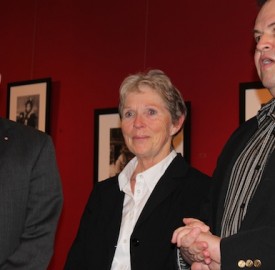 Goderich's heritage committee secretary Barb Mackenzie was recognized for her work post-tornado, helping property owners in the rebuild. She is flanked by, at left, Mayor Deb Shewfelt, and, at right, Coun. Kevin Morrison, who is chair of the committee.