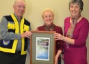 members of the organizing committee, Larry Wein of the Exeter Lions Club and community volunteer Janet Clarke, presented Louise Rether-Kopp with her prize at Morrison Dam Conservation Area east of Exeter on Thursday, Feb. 28.