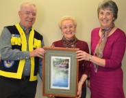 members of the organizing committee, Larry Wein of the Exeter Lions Club and community volunteer Janet Clarke, presented Louise Rether-Kopp with her prize at Morrison Dam Conservation Area east of Exeter on Thursday, Feb. 28.